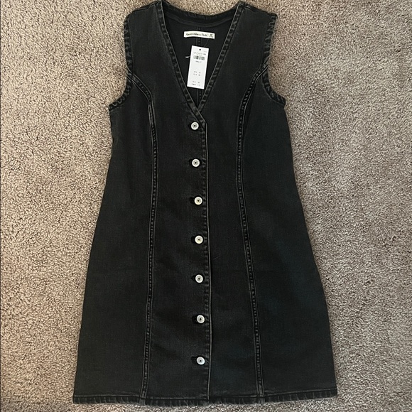 Abercrombie Black Button-Down Denim Mini Dress - Picture 1 of 4